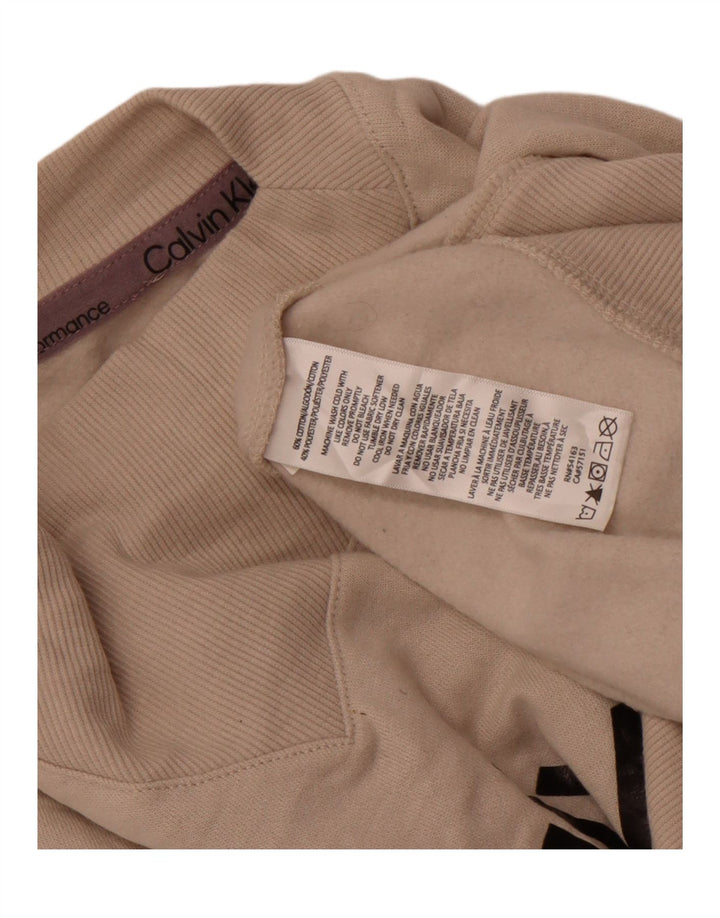 Calvin Klein - Sudadera gráfica para mujer, talla 40, talla grande, algodón beige