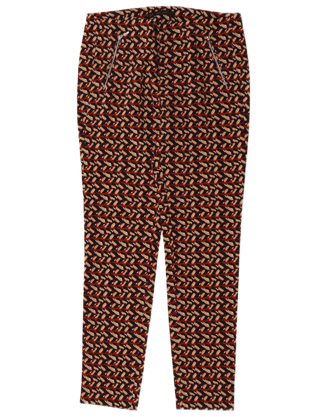 Zara Mujer Pantalón Chino Slim Medium W30 L28 Multicolor Geométrico