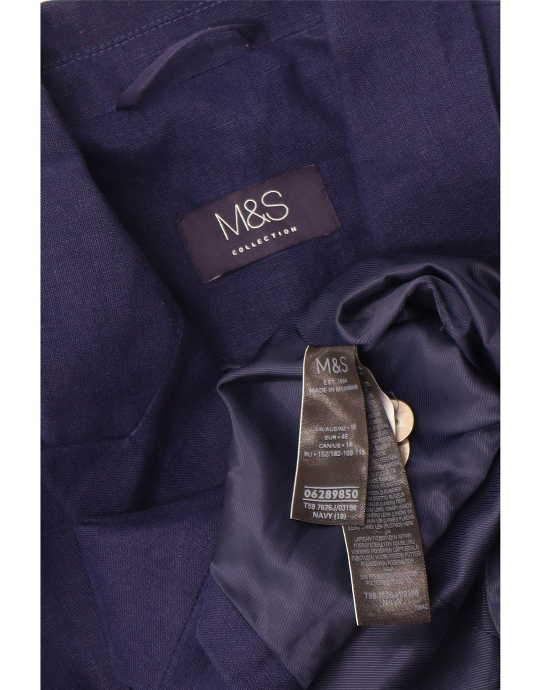 Marks & Spencer Chaqueta tipo blazer con doble botonadura para mujer UK 40 XL Azul marino