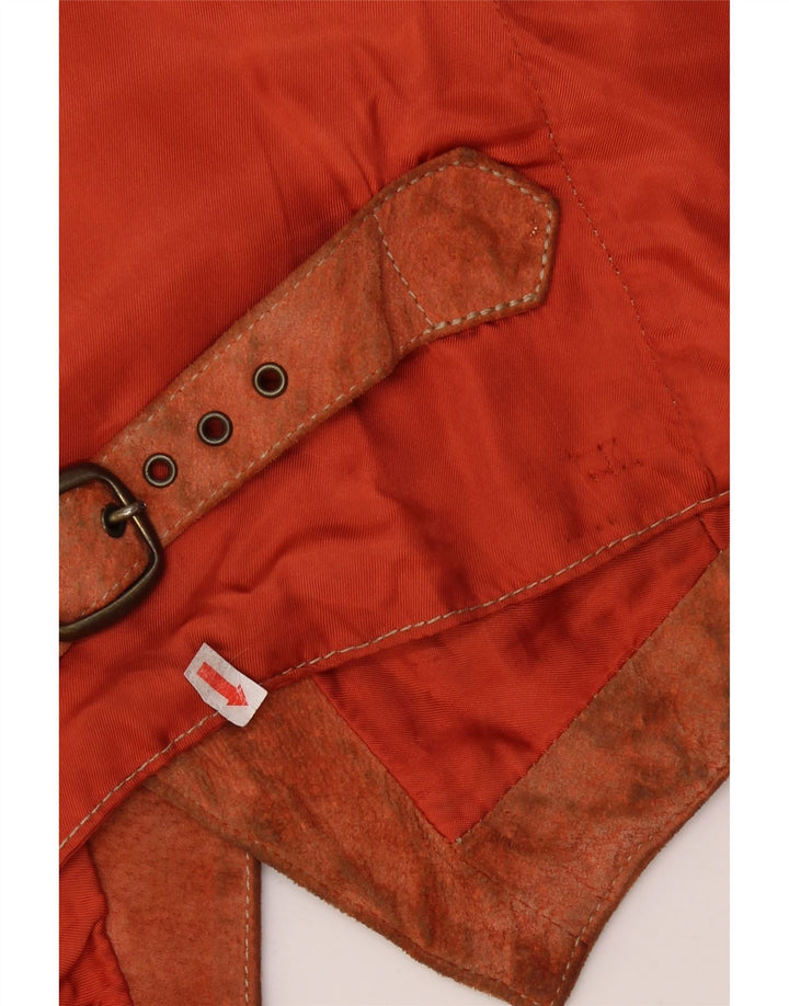 Vintage hombres ante chaleco pequeño cuero marrón