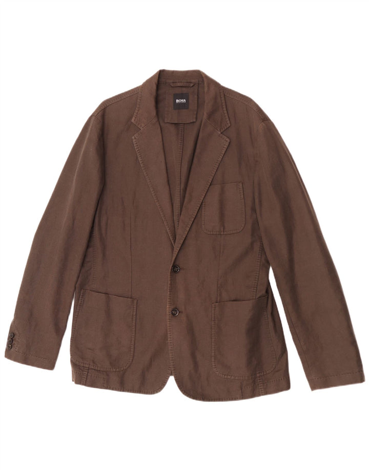 Hugo Boss Chaqueta tipo blazer de 2 botones para hombre EU 52 XL Lino marrón