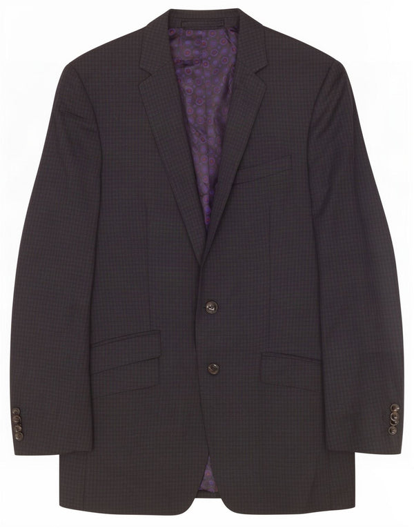Marks & Spencer Chaqueta tipo blazer de 2 botones para hombre UK 36 Small Grey Check Wool
