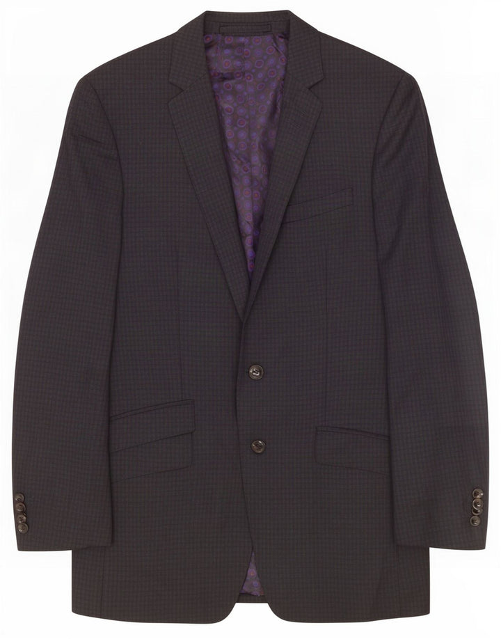 Marks & Spencer Chaqueta tipo blazer de 2 botones para hombre UK 36 Small Grey Check Wool