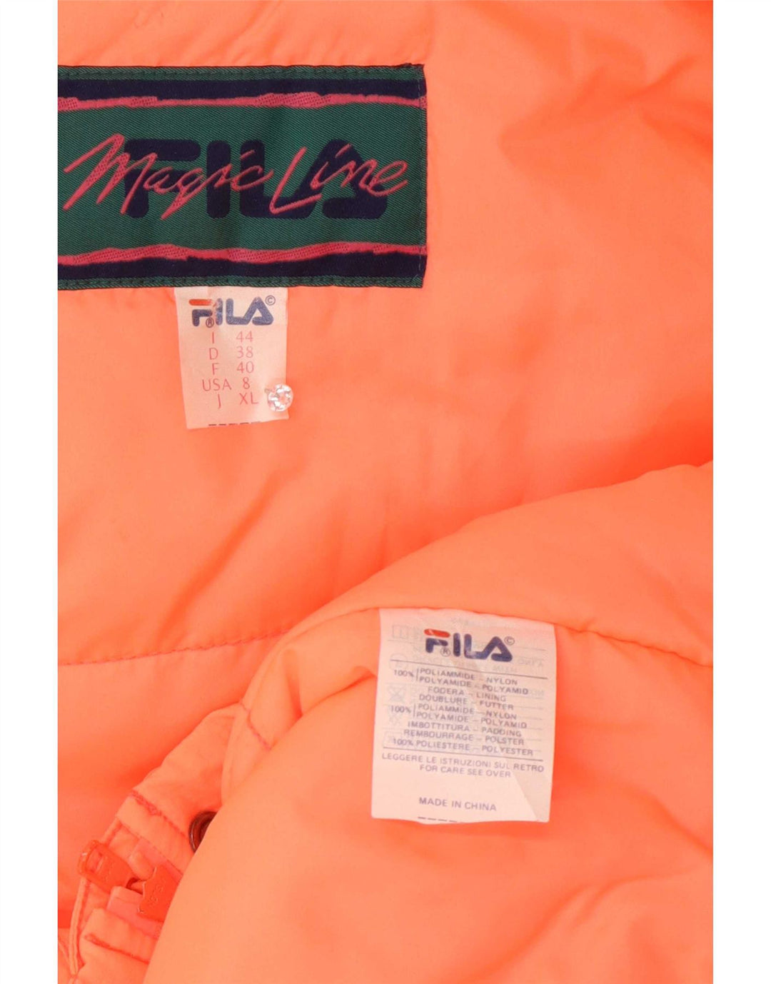 Fila Abrigo acolchado extragrande con capucha para mujer IT 44 Poliamida naranja medio