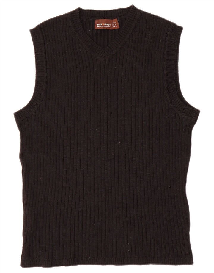 Zara Mujer Chaleco Tank Top ES 40 XL Lana Negra