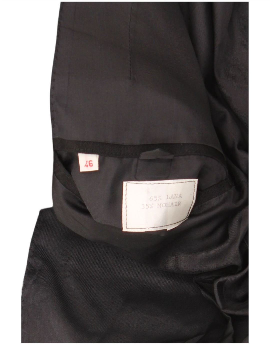 VINTAGE Hombres 1 Botón 2 Piezas Set IT 46 Pequeño W29 L29 Lana Negra