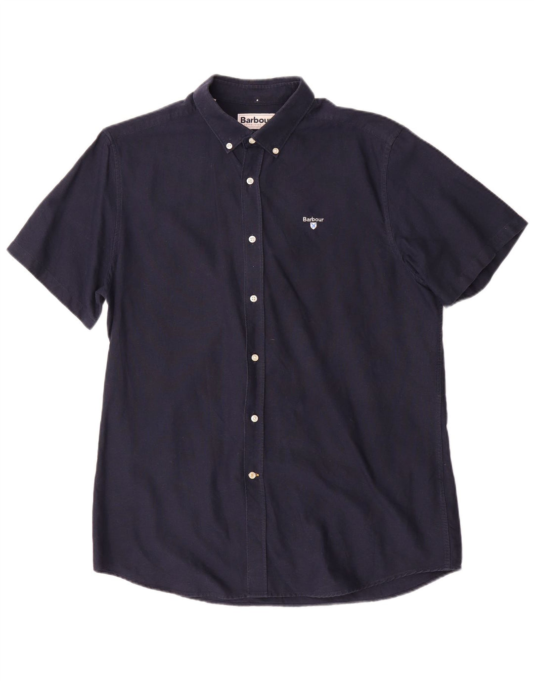 Barbour Camisa De Manga Corta Entallada Para Hombre Algodón Azul Marino Medio