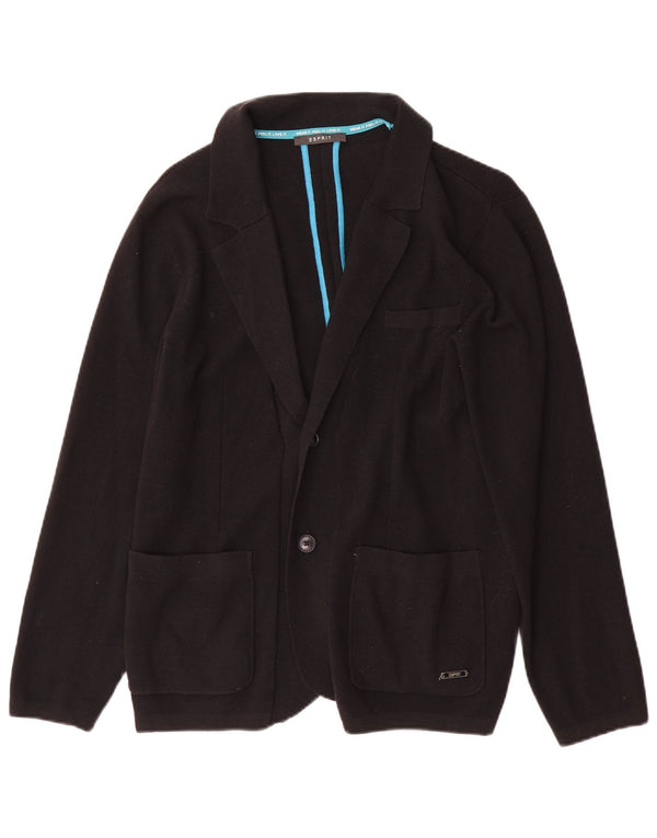 Esprit Chaqueta tipo blazer de punto con 2 botones para mujer UK 44 Grande Algodón negro