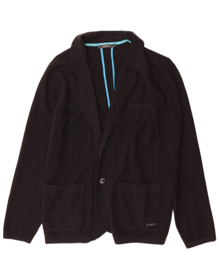Esprit Chaqueta tipo blazer de punto con 2 botones para mujer UK 44 Grande Algodón negro
