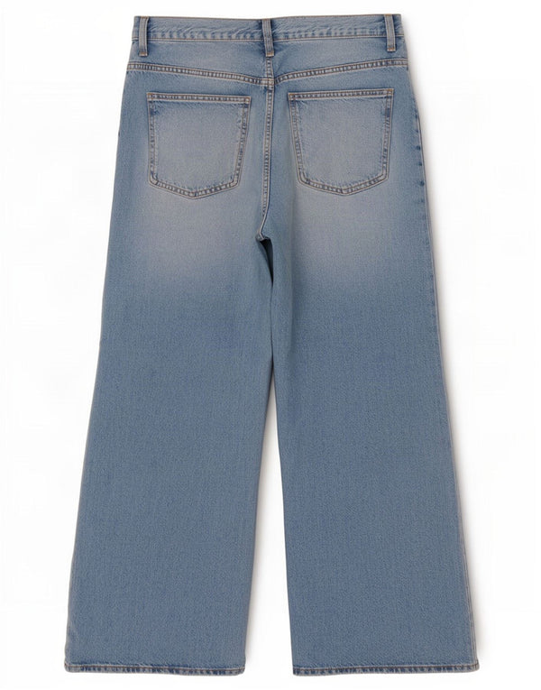 Zara Vaqueros de pierna ancha y talle alto para mujer EU 42 Large W32 L32 Algodón azul