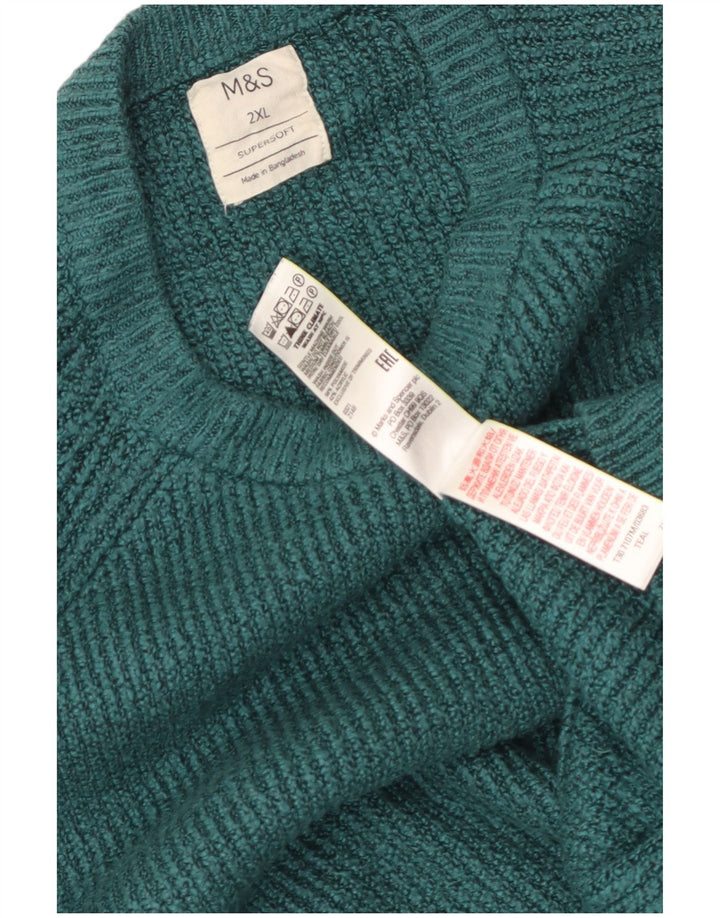 Marks & Spencer - Jersey de cuello redondo para hombre, talla 2XL, poliamida verde