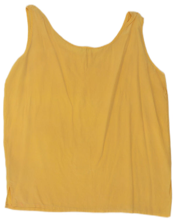 Vintage mujer blusa sin mangas Top Reino Unido 14 seda amarilla media