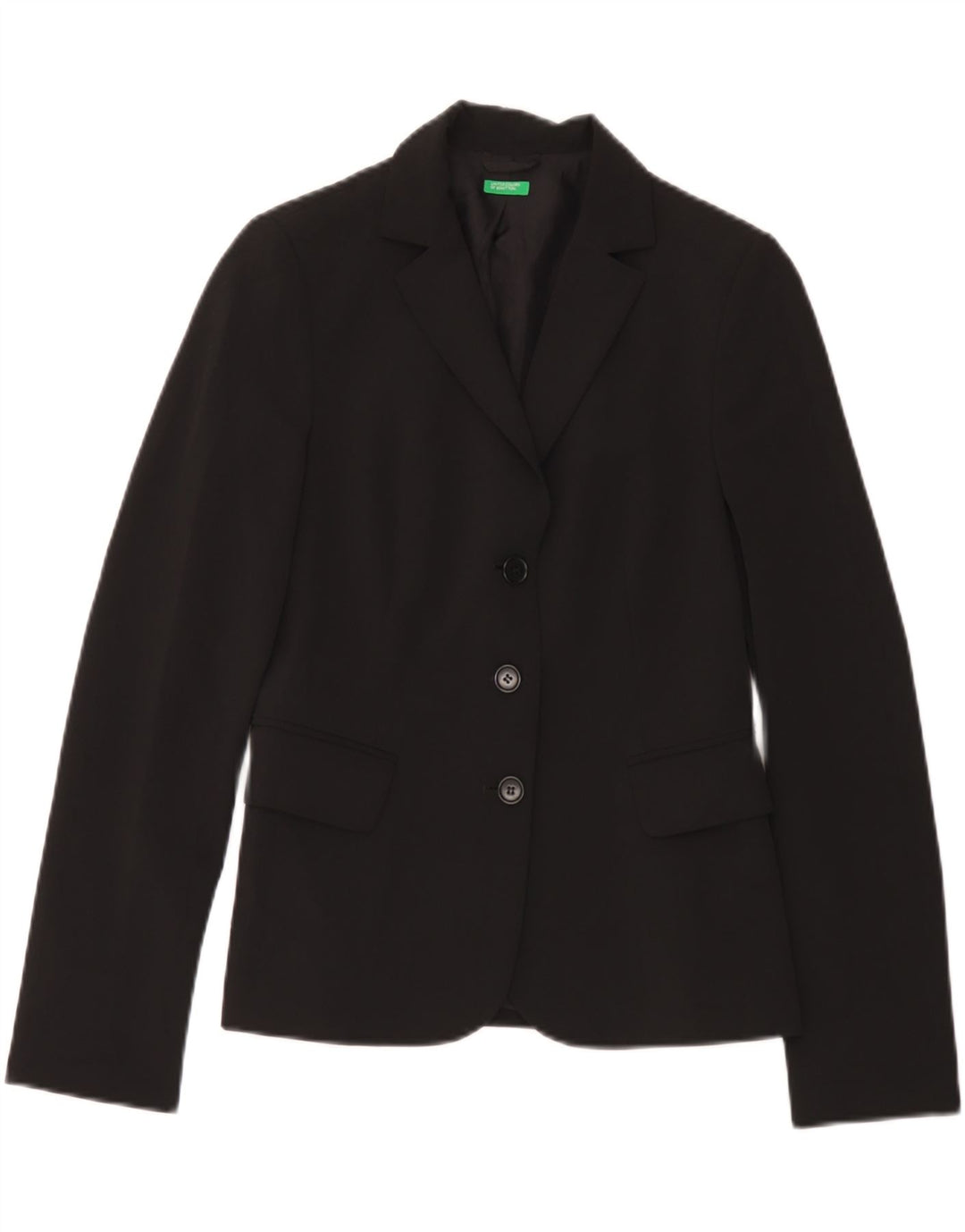 Benetton Mujer Blazer De 3 Botones IT 42 Medium Negro Poliéster