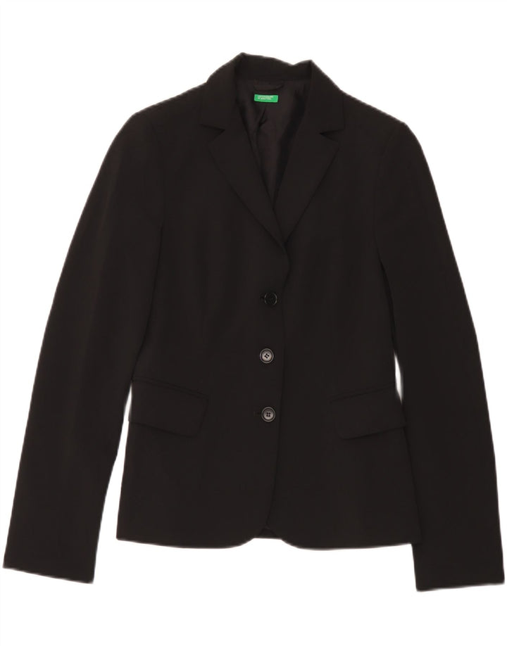 Benetton Mujer Blazer De 3 Botones IT 42 Medium Negro Poliéster