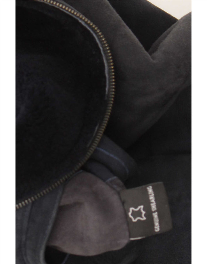 CPL1953 Chaqueta bomber de piel de oveja para mujer UK 20 2XL Piel de oveja azul marino