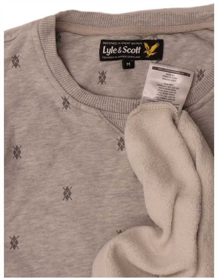 Lyle & Scott Hombre Sudadera con Estampado Abstracto Jersey De Algodón Gris Medio