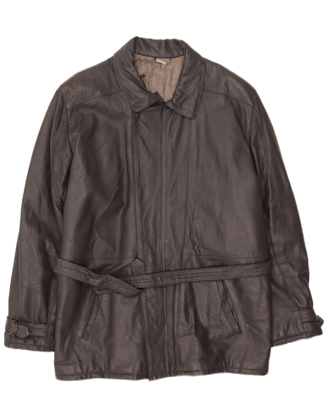 Michel Chaqueta de cuero para hombre IT 58 4XL Cuero gris