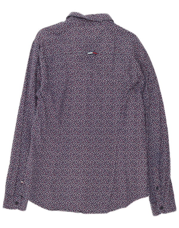 Tommy Hilfiger Camisa para hombre grande de algodón con lunares azul marino