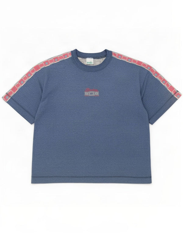 Diadora Camiseta gráfica para mujer Top UK 44 Medium Azul marino Algodón