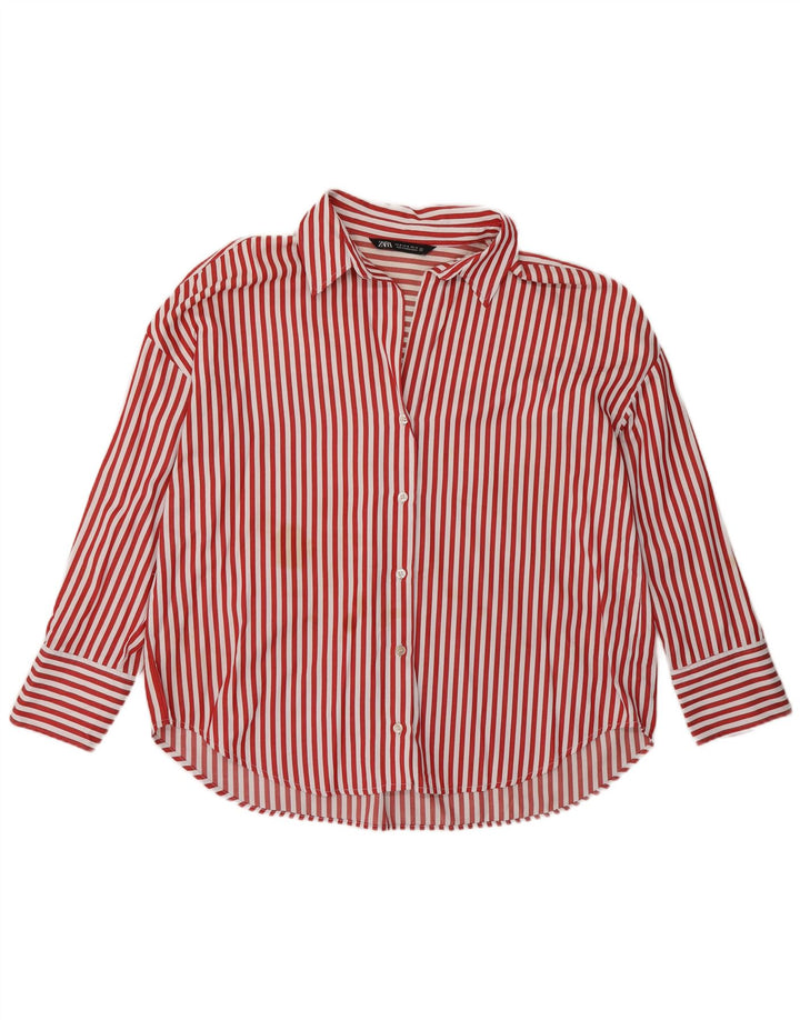 Camisa ZARA Mujer ES 44 Mediano Poliéster Rayas Rojas