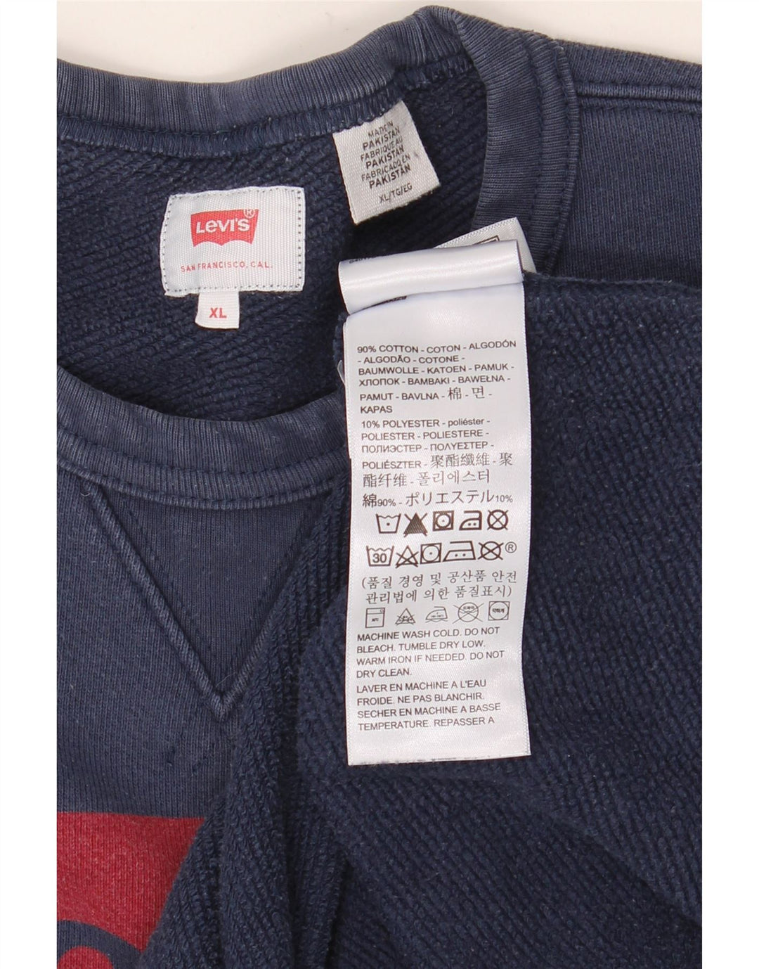 LEVI'S Hombre Sudadera Gráfica Jumper XL Azul Marino Algodón