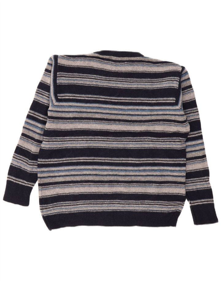 Marks & Spencer - Jersey de cuello redondo para hombre, color azul marino, a rayas