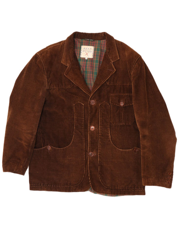 Vintage hombres 3 botones pana Blazer chaqueta IT 54 2XL algodón marrón