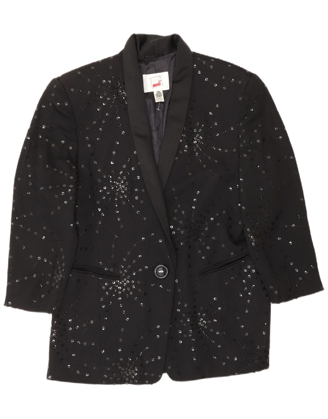 MONDI Chaqueta tipo blazer de 1 botón para mujer EU 40 Mediana Lana floral negra