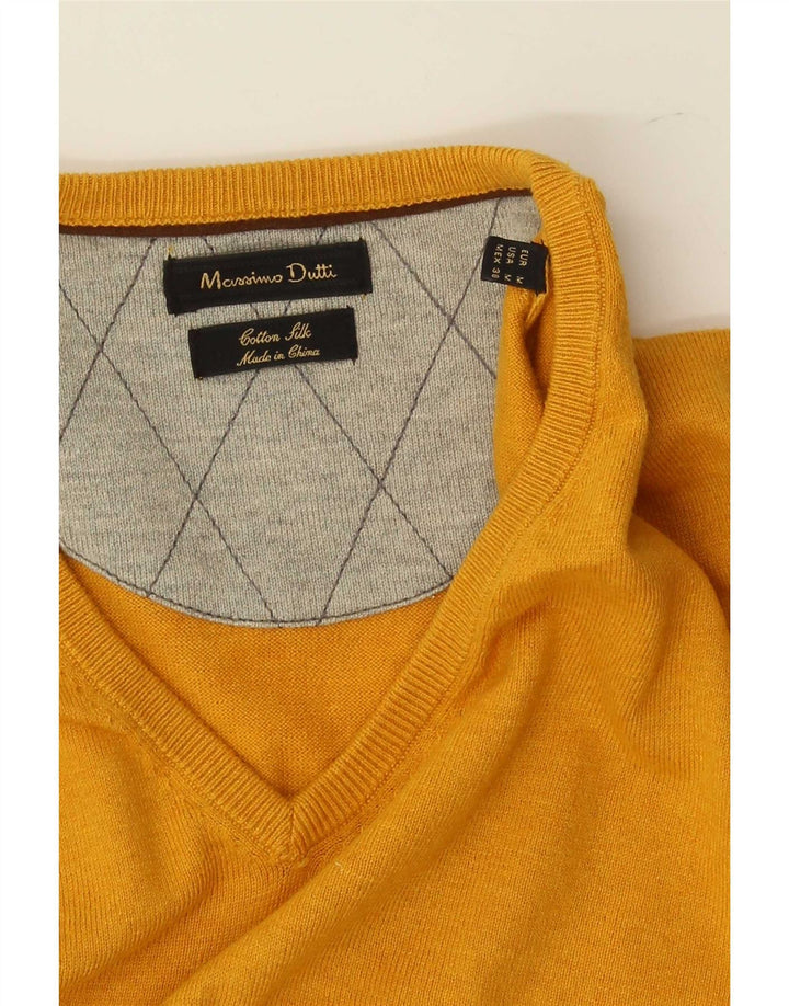 Jersey Massimo Dutti Hombre Cuello Pico Algodón Amarillo Medio