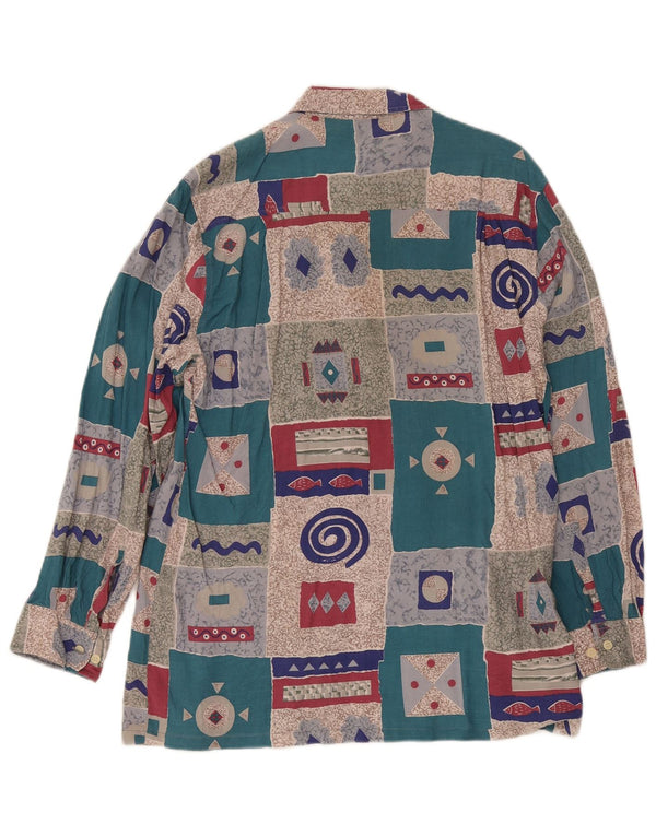 Vintage camisa para hombre Reino Unido 15 1/2 medio multicolor patchwork retro