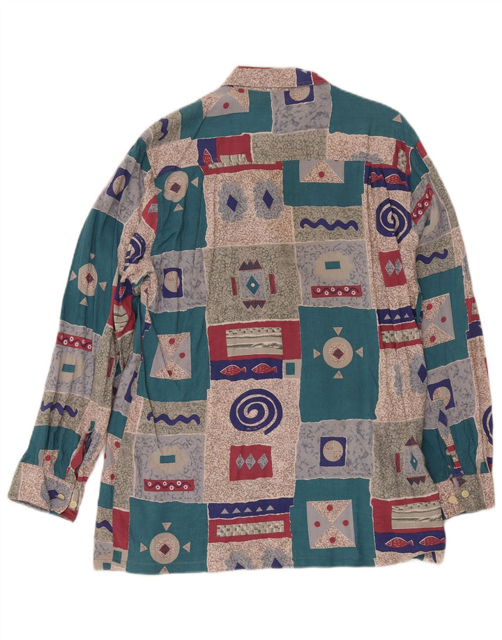 Vintage camisa para hombre Reino Unido 15 1/2 medio multicolor patchwork retro