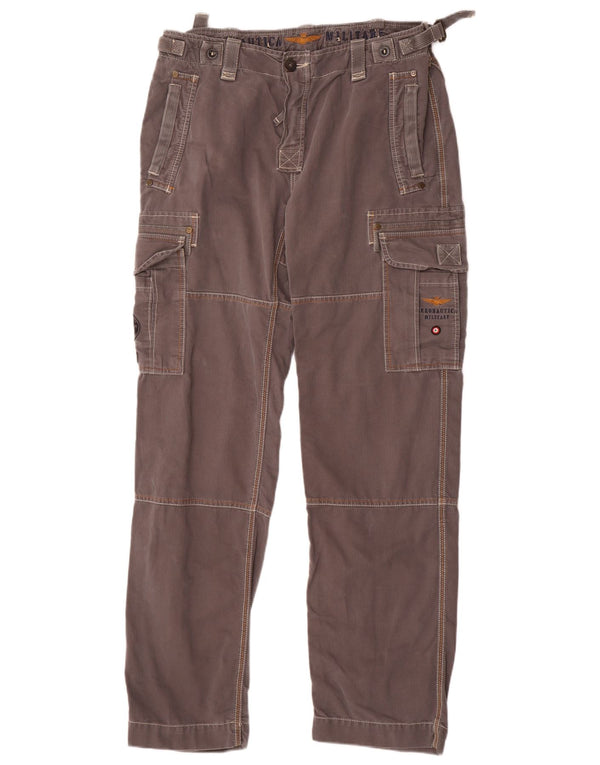Aeronautica Militare Pantalones cargo rectos para hombre IT 50 Large W34 L33 Gris