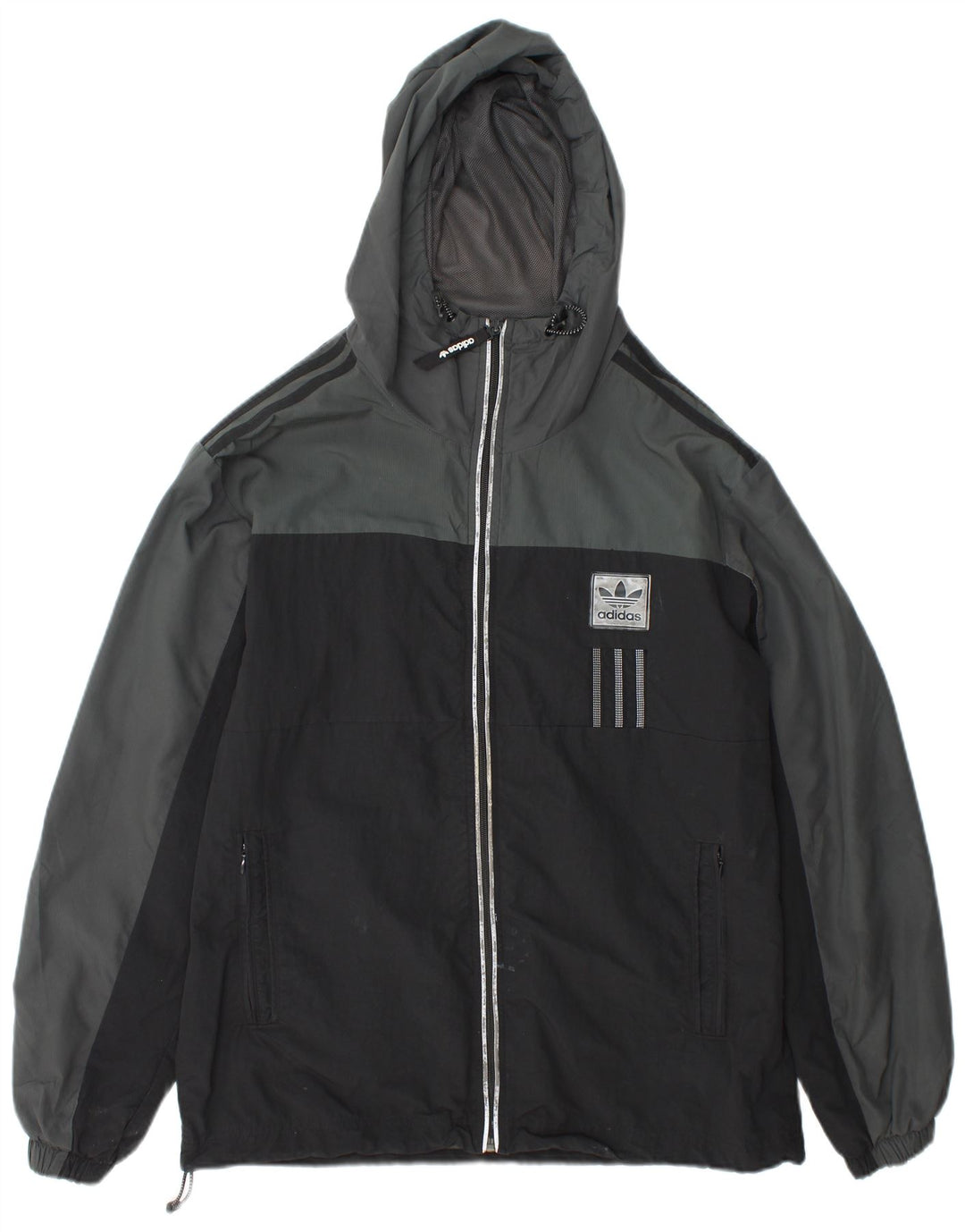Adidas Chaqueta impermeable con capucha para hombre UK 38 Medium Grey Colourblock Nylon
