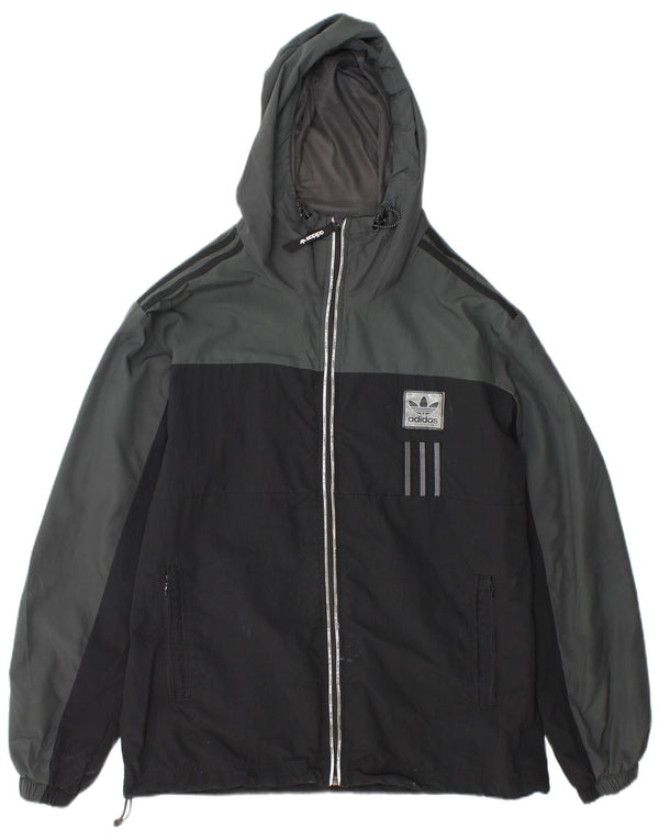 Adidas Chaqueta impermeable con capucha para hombre UK 38 Medium Grey Colourblock Nylon