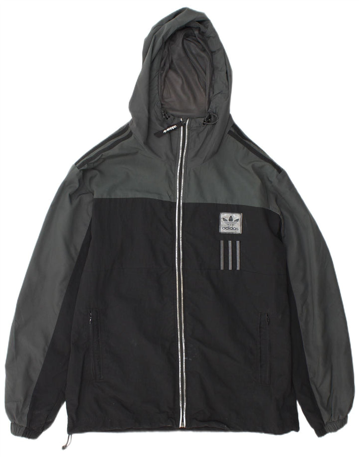 Adidas Chaqueta impermeable con capucha para hombre UK 38 Medium Grey Colourblock Nylon