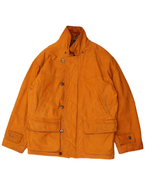 Chaqueta de cuero vintage para hombre IT 50 cuero marrón grande