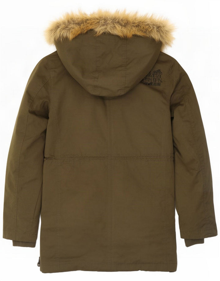 Superdry Parka con capucha para mujer UK 46 Large Caqui Poliéster