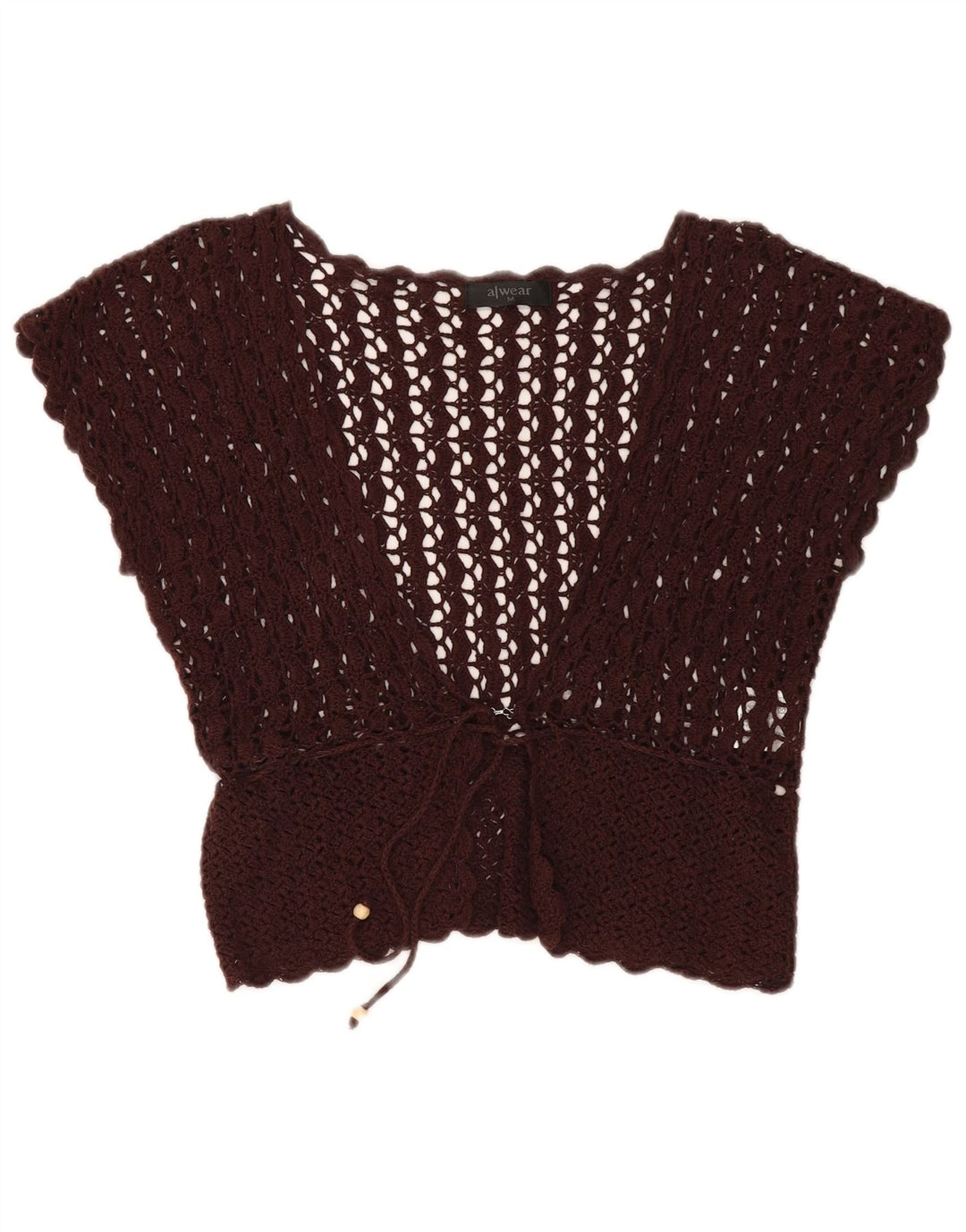 A WEAR Cárdigan de crochet sin mangas para mujer, talla 40, color marrón medio