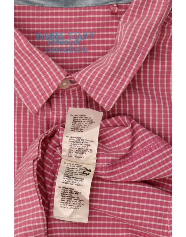 Camisa de hombre White Stuff XL de algodón a cuadros rosas