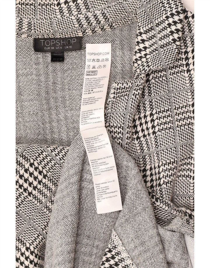 Topshop Abrigo para mujer UK 10 Small Gris Pata de gallo Algodón