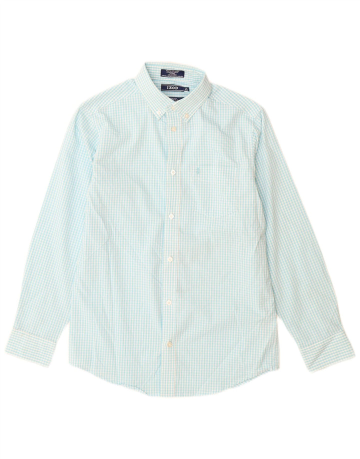 Izod Camisa elástica para niños 14-15 años Grande Azul Cuadros Algodón