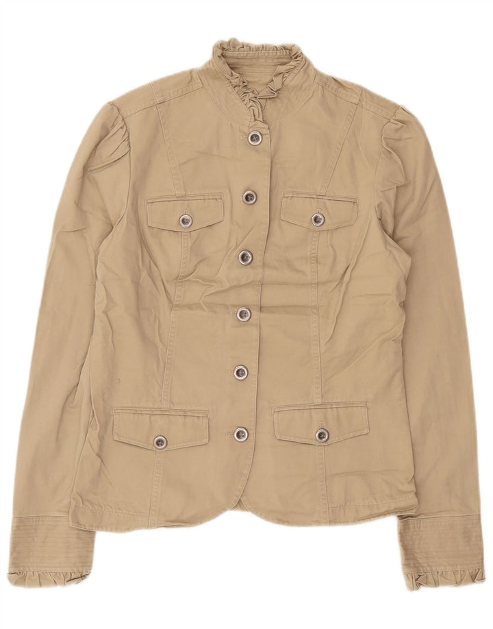 Eddie Bauer Chaqueta tipo blazer alta para mujer Reino Unido 12 Algodón beige medio