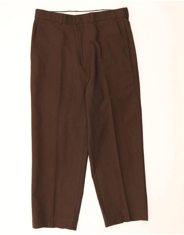 Marks & Spencer Pantalones casuales rectos para hombre W32 L26 Poliéster marrón