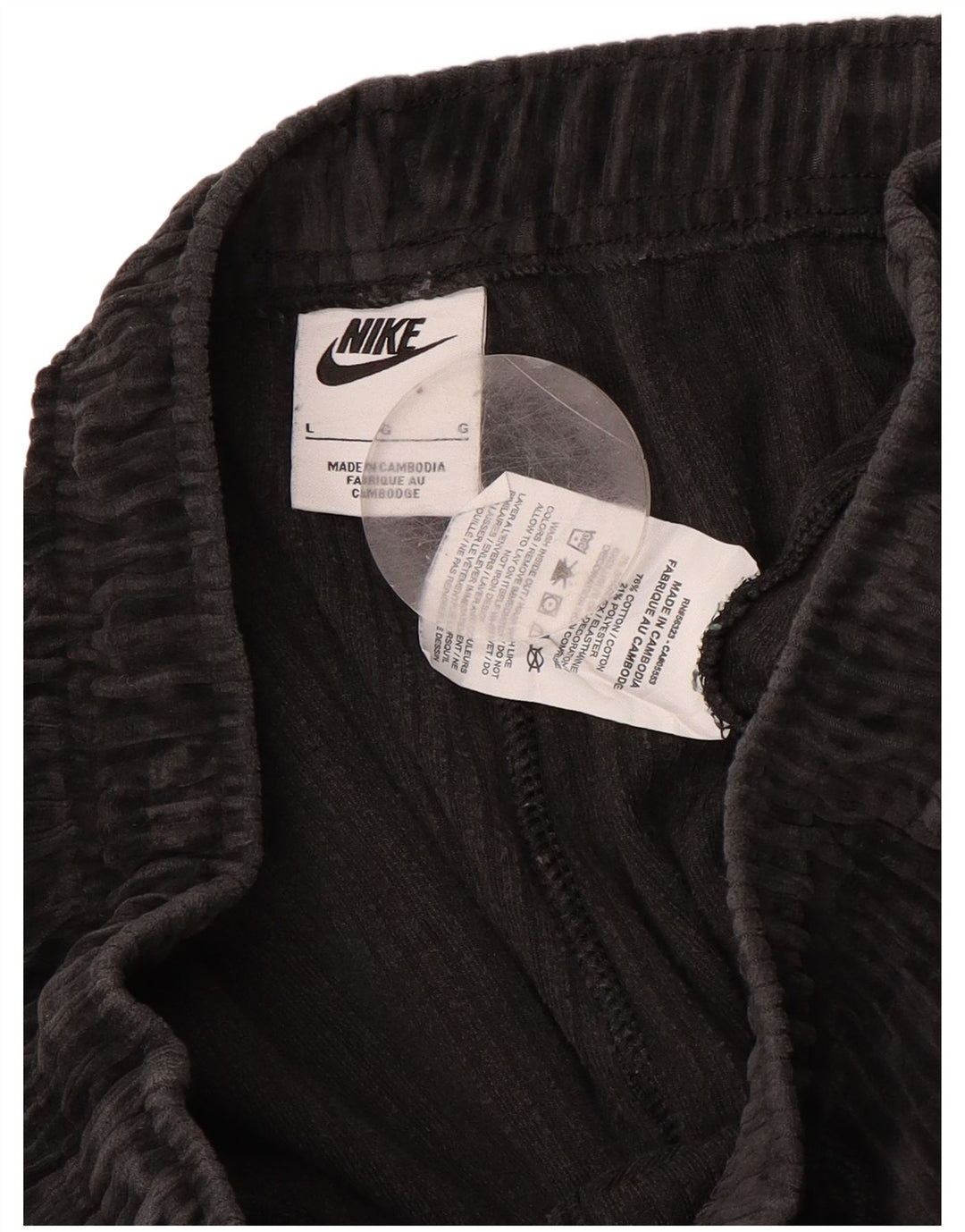 NIKE Pantalones de chándal de terciopelo para hombre, talla grande, algodón negro