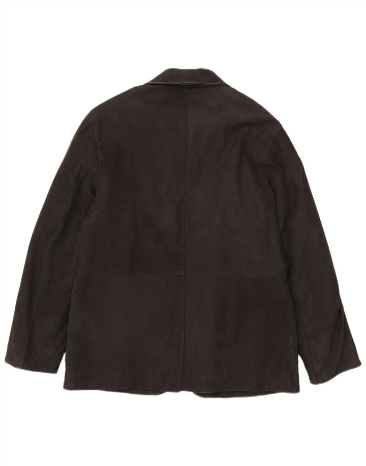 Chaqueta de cuero vintage para hombre IT 50 cuero negro grande
