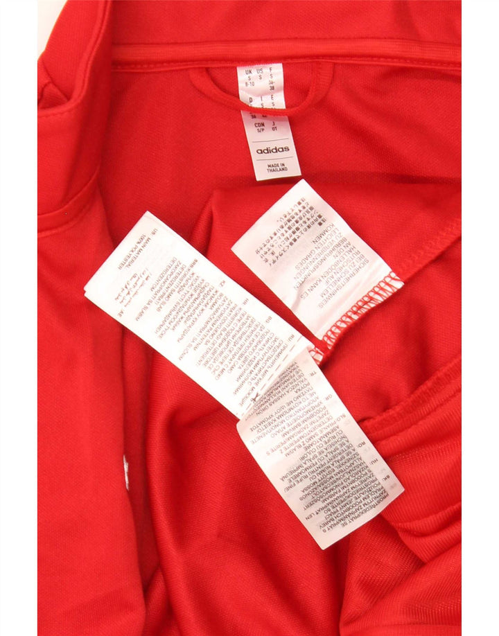 Adidas Mujer Aeroready Chándal Top Chaqueta Reino Unido 8/10 Pequeño Rojo Poliéster