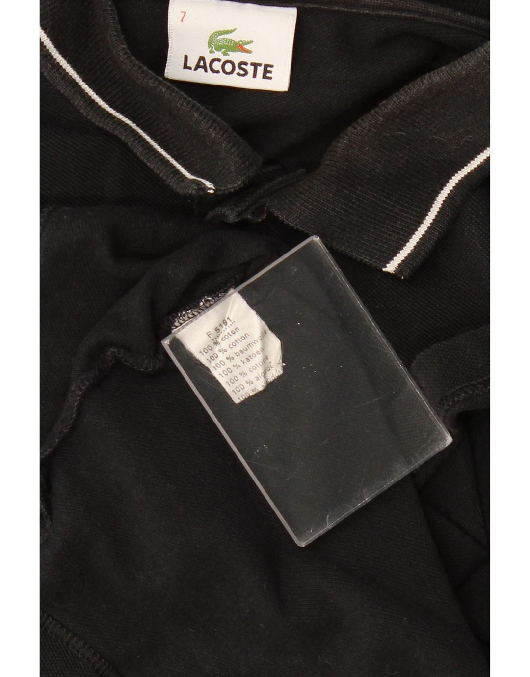 LACOSTE Polo gráfico para hombre talla 7 2XL algodón negro