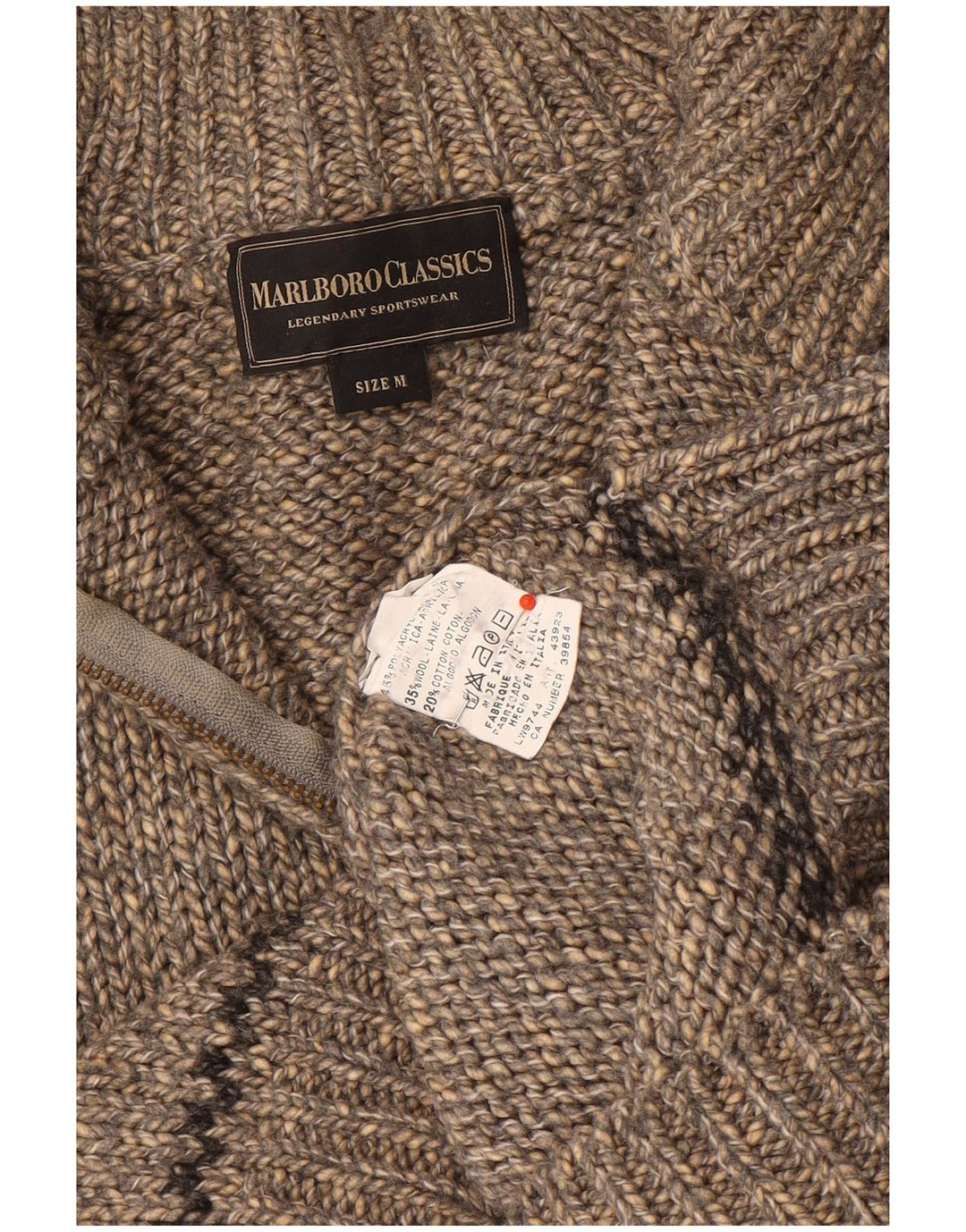 Marlboro Classics - Jersey para hombre con cuello y cremallera, lana gris medio