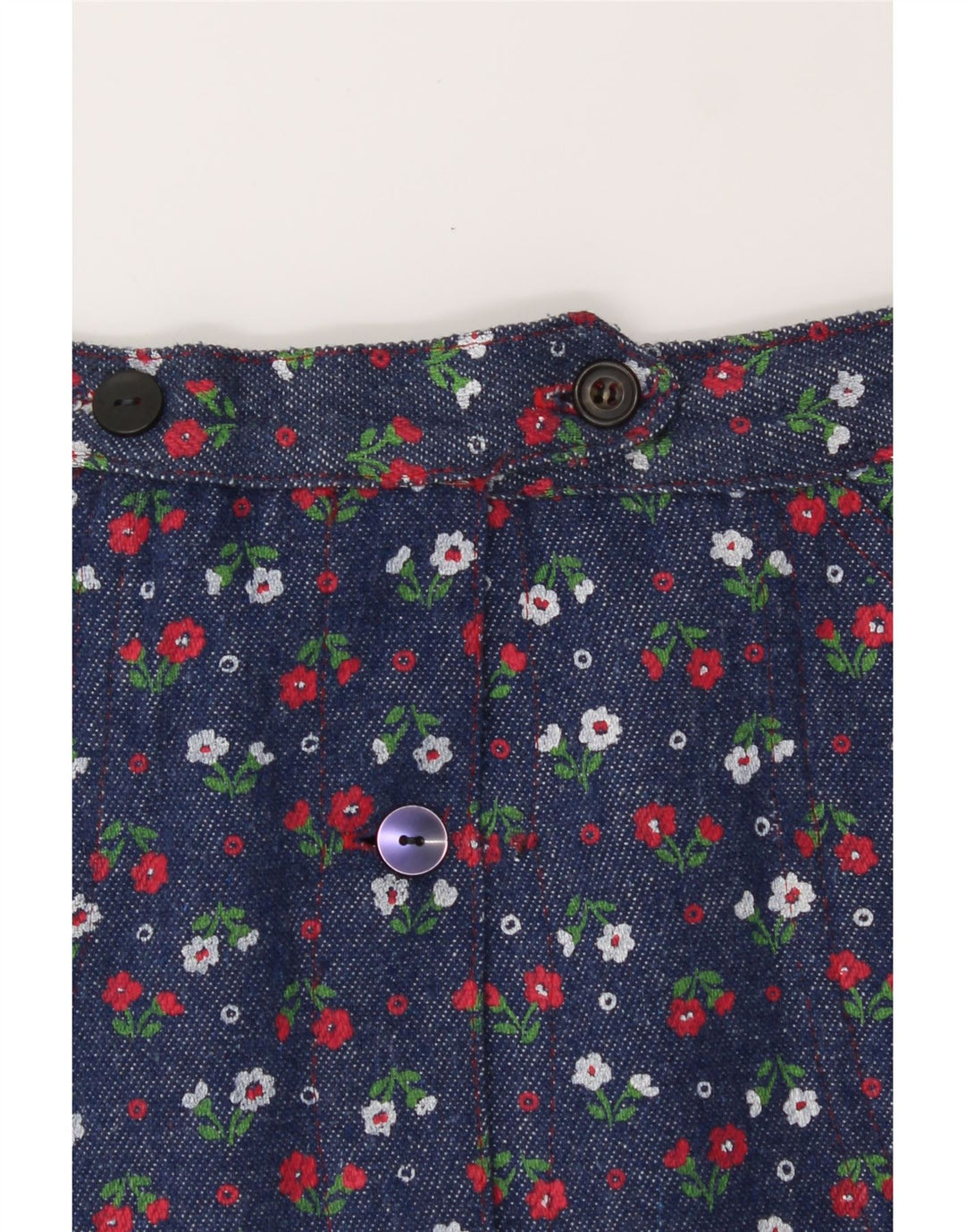 VINTAGE Womens Denim Skirt W28 Medium Navy Blue Floral Vintage Vintage and Second-Hand Vintage from Messina Hembry 