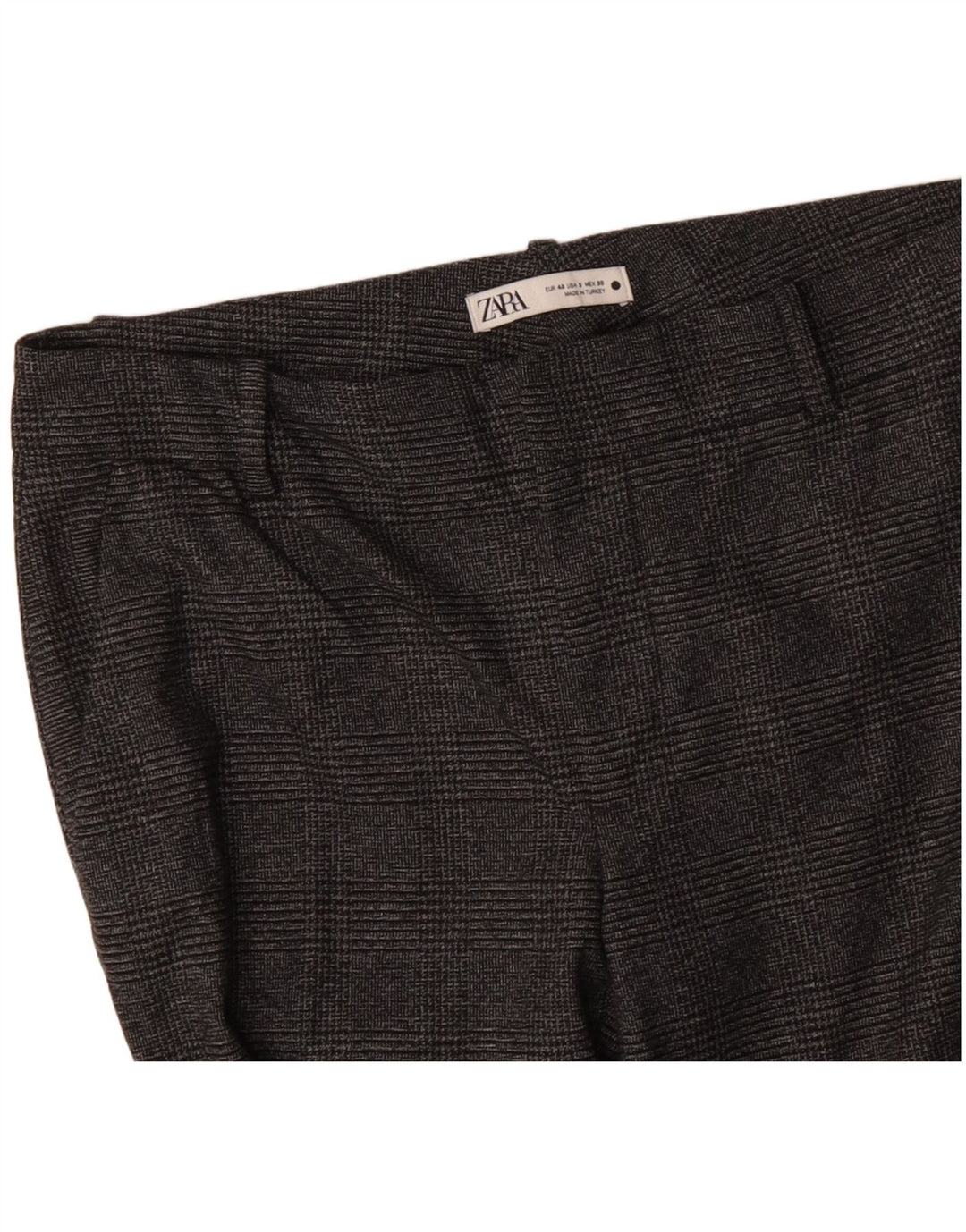 ZARA Mujer Pantalón De Traje Slim EU 40 Medium W30 L29 Gris Cuadros Poliéster